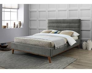 4ft6 Double Mayfair Light Grey Soft Velvet Fabric Upholstered Bed Frame